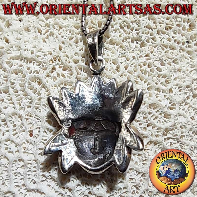 Pendentif Indien Coiffe Plumes Turquoise Corail Argent 925 | Oriental Art