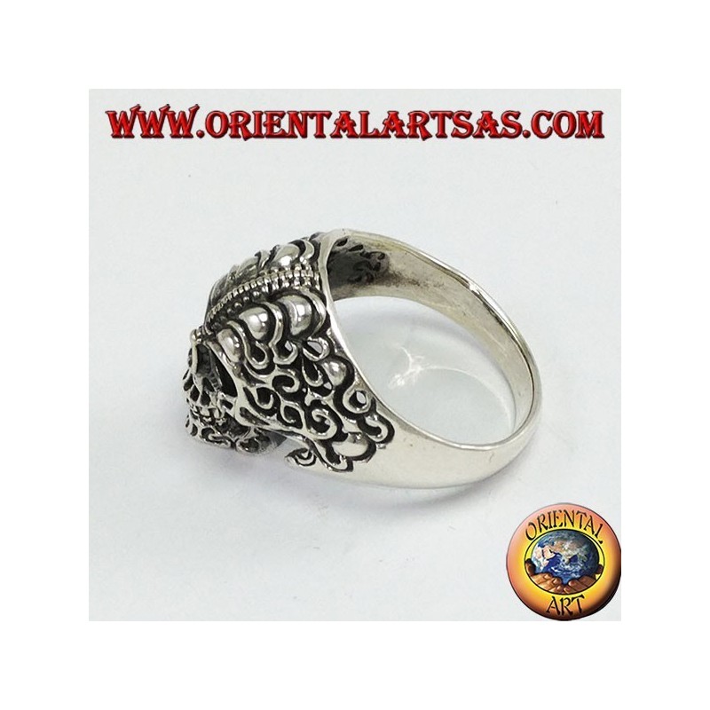 Anello in argento,Teschio tribale