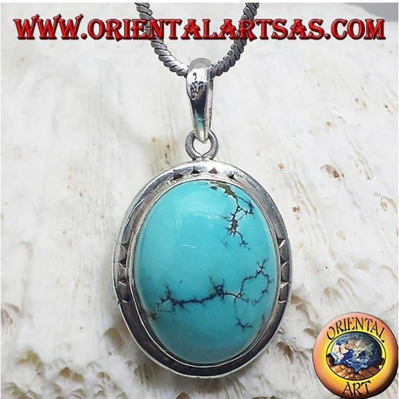 Colgante Turquesa Tibetana Antigua Plata 925 Nepal - Pieza Única