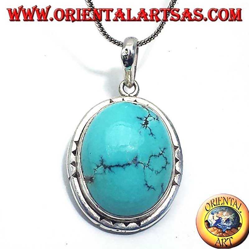 Alter Tibetischer Türkis Anhänger 925 Silber Nepal - Einzelstück