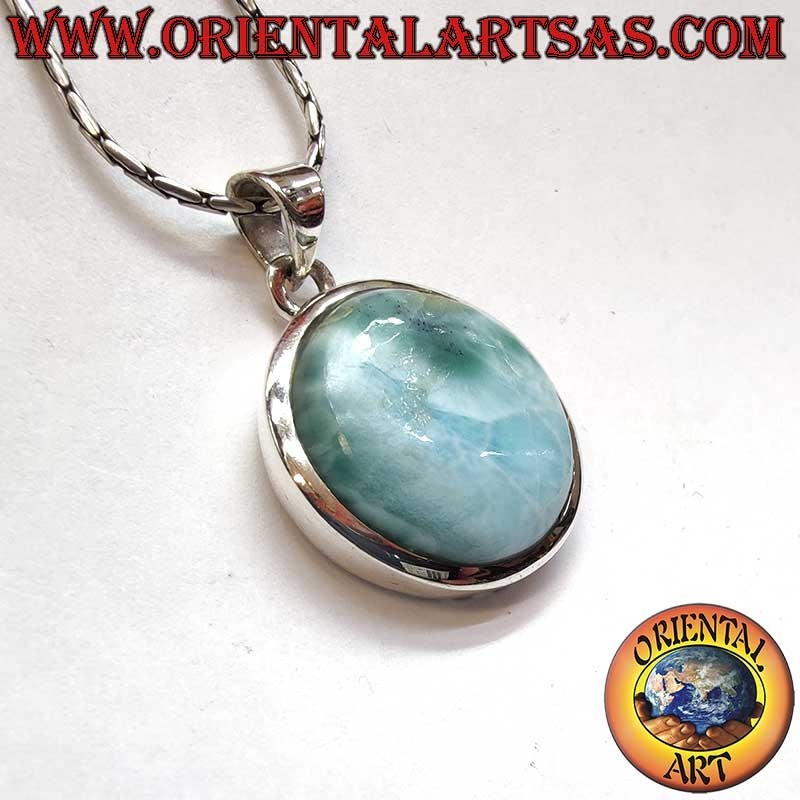 Larimar Anhänger Silber 925 | Rund Ø 20mm Schlichtes Design