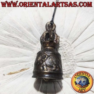Campana Tempio Buddista Bronzo Elefante Feng Shui 8cm 120g - Oriental Art
