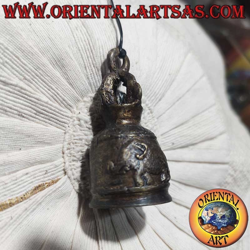 Campana Templo Budista Bronce Elefante Feng Shui 8cm 120g | Oriental Art