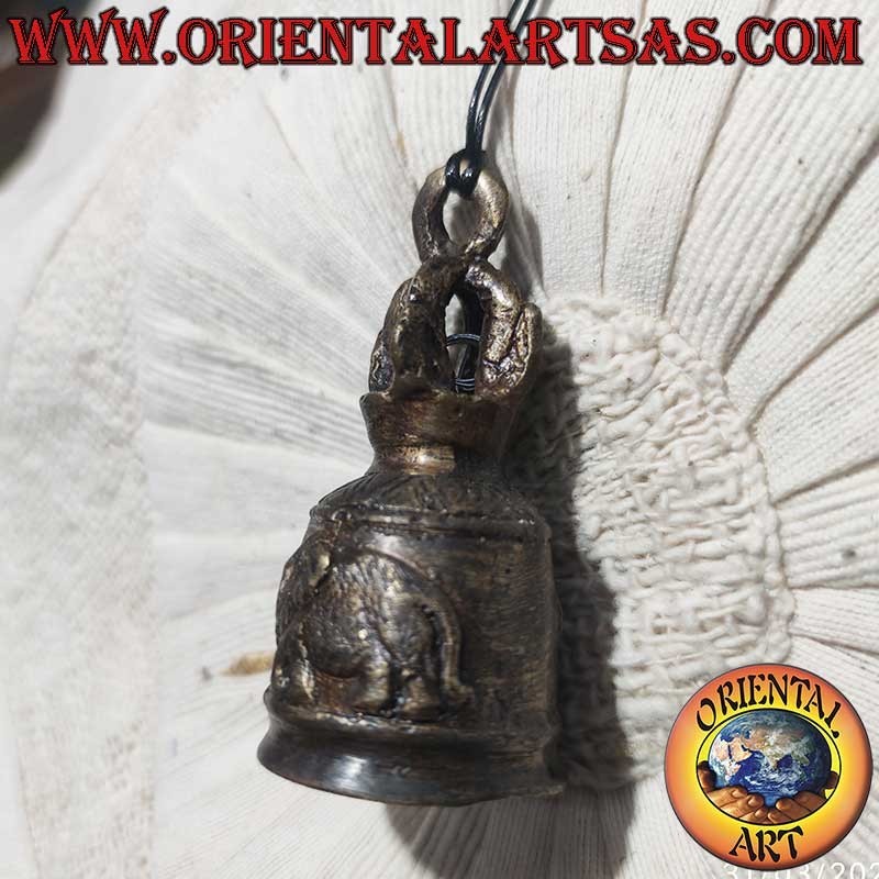 Cloche Temple Bouddhiste Bronze Éléphant Feng Shui 8cm 120g | Oriental Art