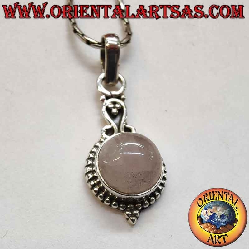 Ciondolo Quarzo Rosa Tondo Sfere Argento 925 30mm | Oriental Art