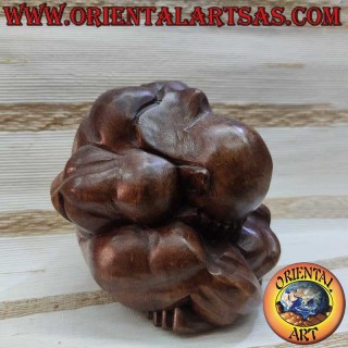 Scultura Yogi Maestro Yoga Legno Suar Fatto a Mano 17cm - Pezzo Unico Oriental Art