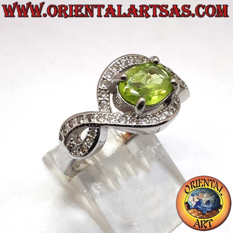 Anillo Peridoto Natural Oval Nudo Infinito Plata 925 | Oriental Art