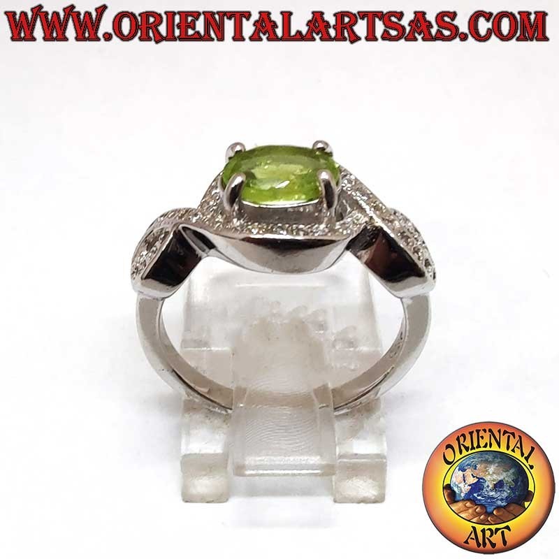 Anillo Peridoto Natural Oval Nudo Infinito Plata 925 | Oriental Art