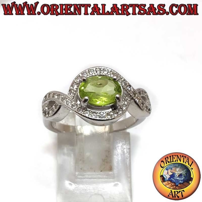 Anillo Peridoto Natural Oval Nudo Infinito Plata 925 | Oriental Art