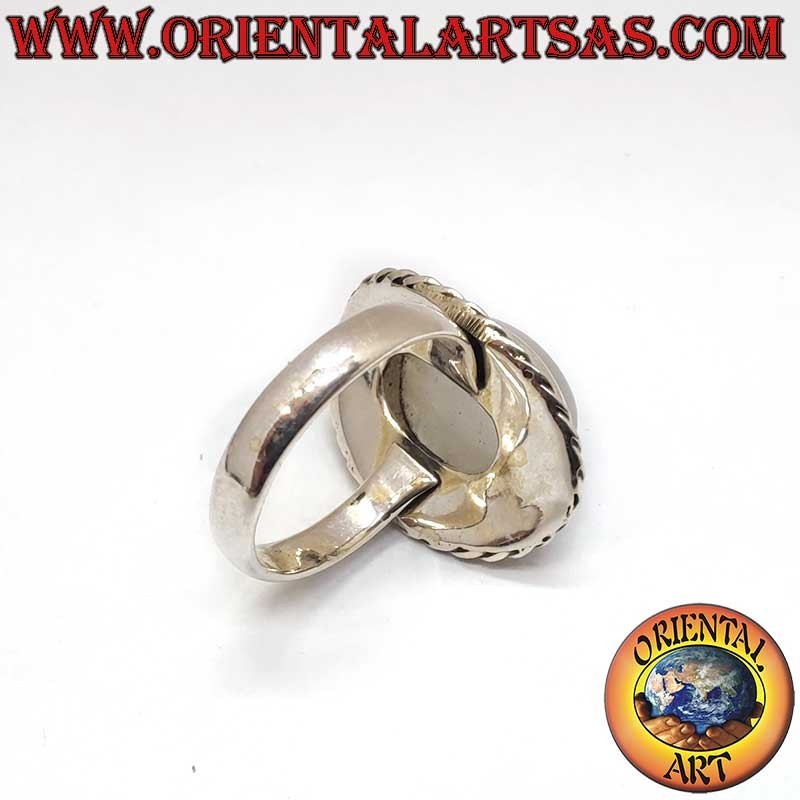 Anillo Piedra Luna Arcoíris Oval Trenzado Plata 925 12x16mm | Oriental Art