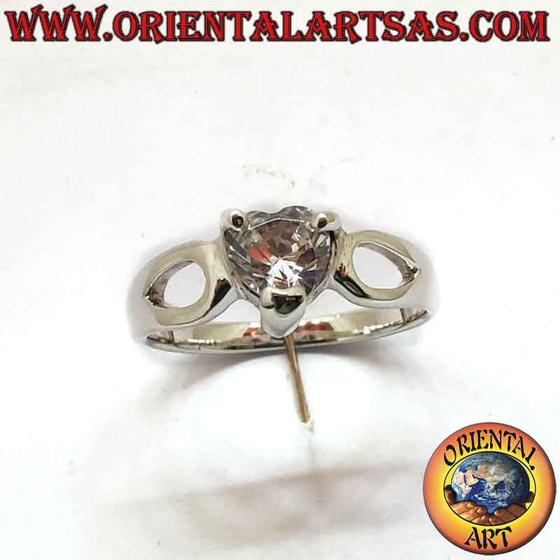 Bague Cœur Zircon Goutte Ajourée Argent 925 5x5mm | Oriental Art
