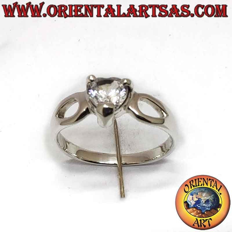 Anello Cuore Zircone Goccia Traforata Argento 925 5x5mm | Oriental Art