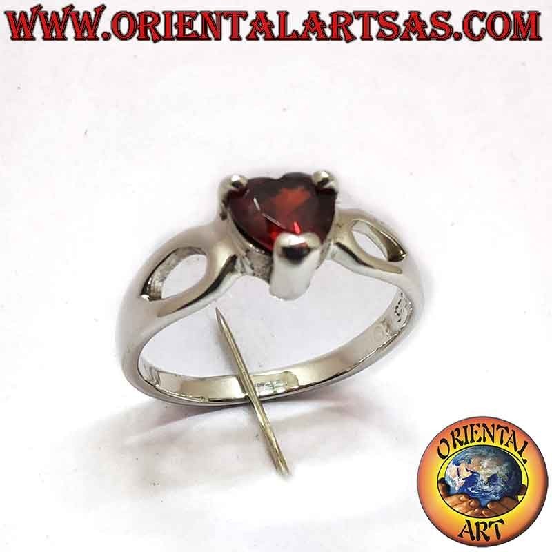 Heart Garnet Teardrop Openwork Ring 925 Silver 5x5mm | Oriental Art