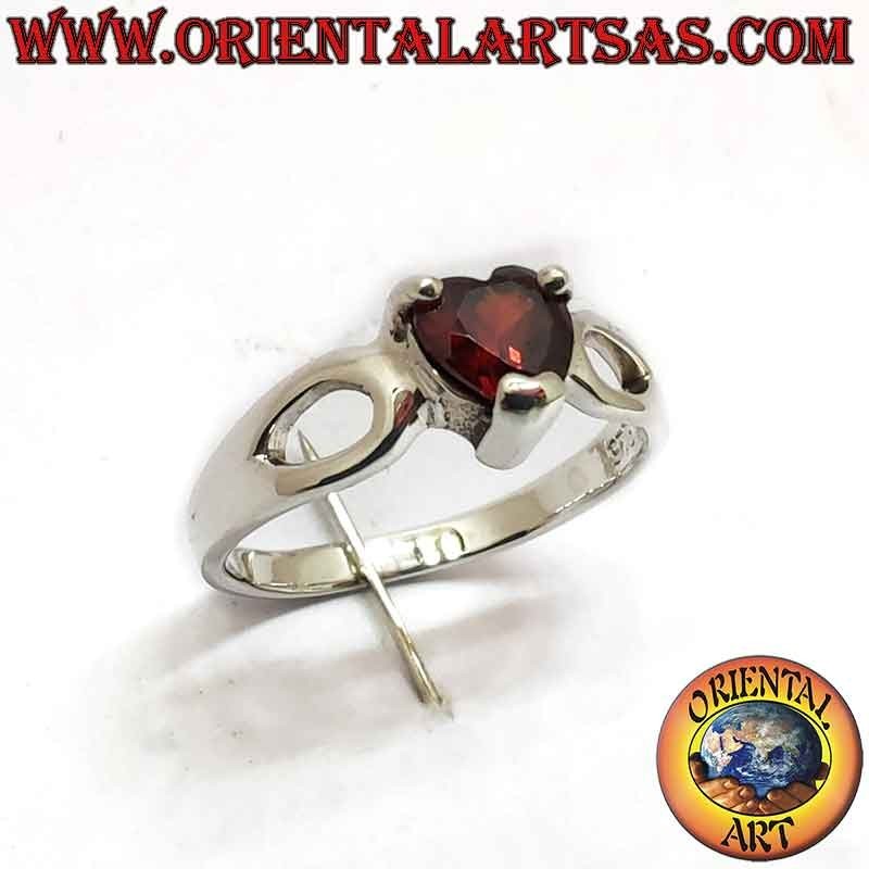 Heart Garnet Teardrop Openwork Ring 925 Silver 5x5mm | Oriental Art