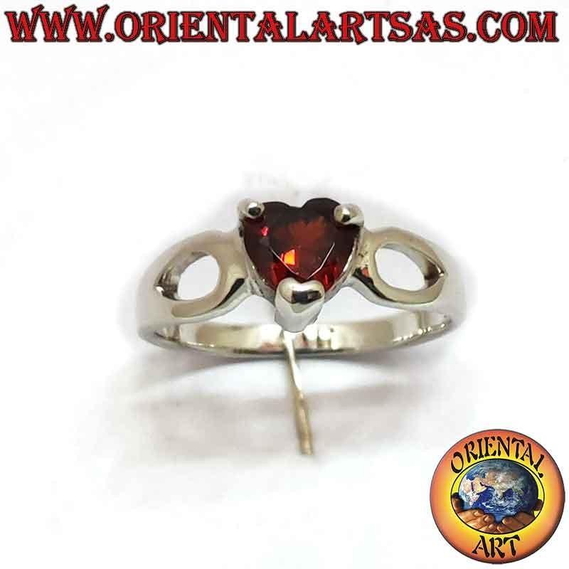 Heart Garnet Teardrop Openwork Ring 925 Silver 5x5mm | Oriental Art