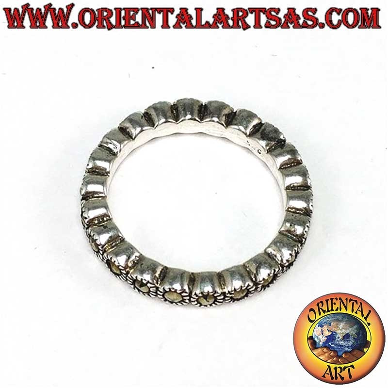Anello Fedina Argento 925 Marcasite Incastonate Singolarmente
