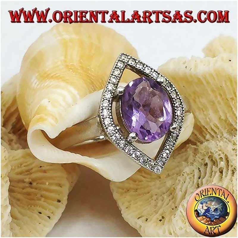 Ring aus 925er Sterlingsilber mit natürlichem Amethyst und Zirkonia