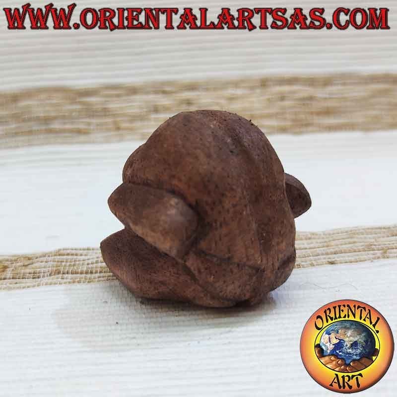 Statua Yogiman (Orang Malu) in legno di Suar. Buddha Piangente. Fatto a mano, pezzo unico. 5x5x5 cm, 20 gr. Tiene lontano ogni m
