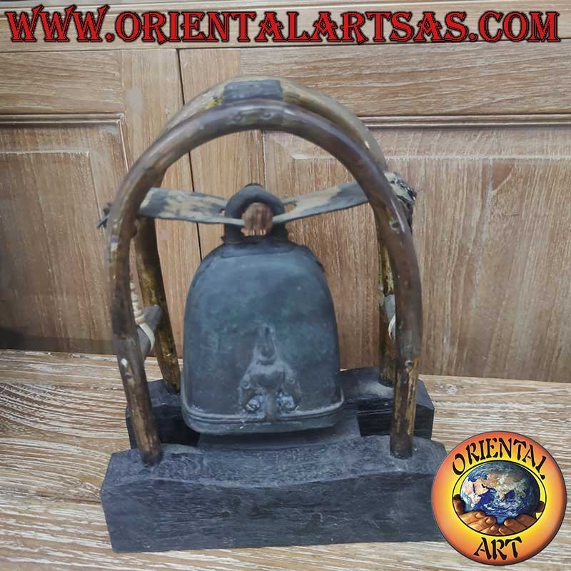 Cloche Bronze Airavata Éléphant Trois Têtes Haut Relief 3D Karen Birmanie