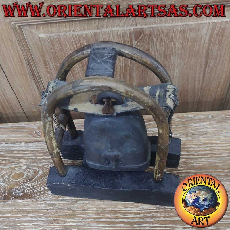 Campana Bronzo Airavata Elefante Tre Teste Alto Rilievo 3D Karen Burma