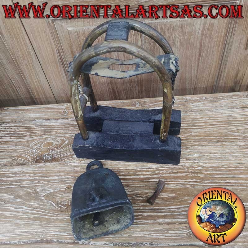 Campana Bronzo Airavata Elefante Tre Teste Alto Rilievo 3D Karen Burma