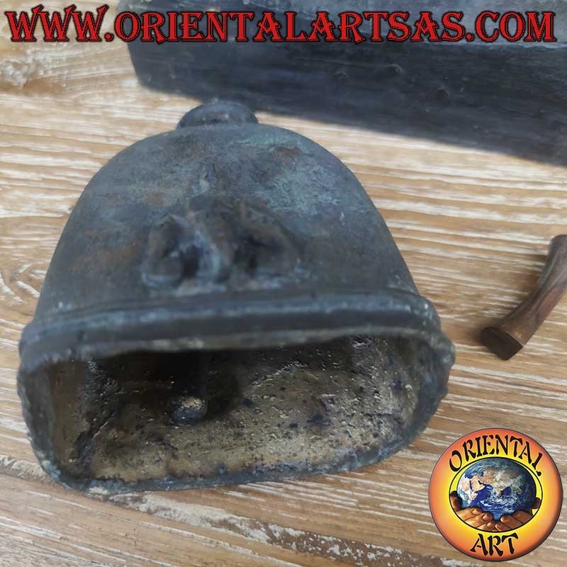 Campana Bronce Airavata Elefante Tres Cabezas Alto Relieve 3D Karen Birmania