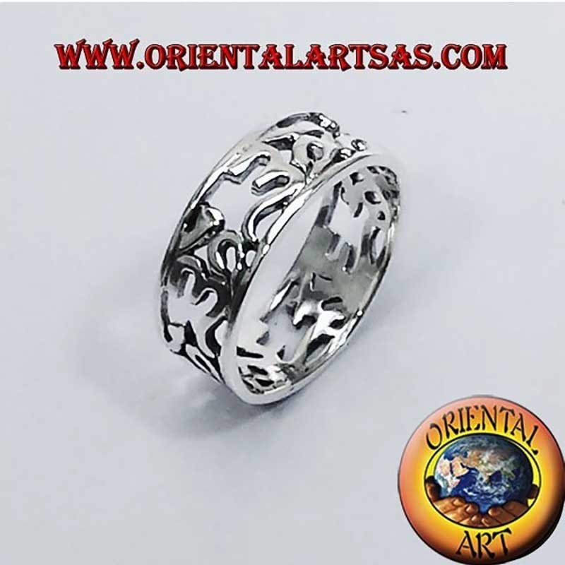 925 Silver Band Ring Om Pierced Sacred Syllable 8 mm 5g | Oriental Art