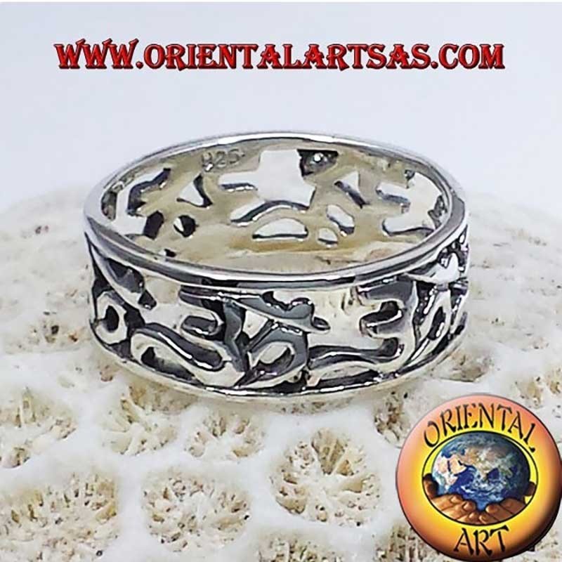 925 Silver Band Ring Om Pierced Sacred Syllable 8 mm 5g | Oriental Art