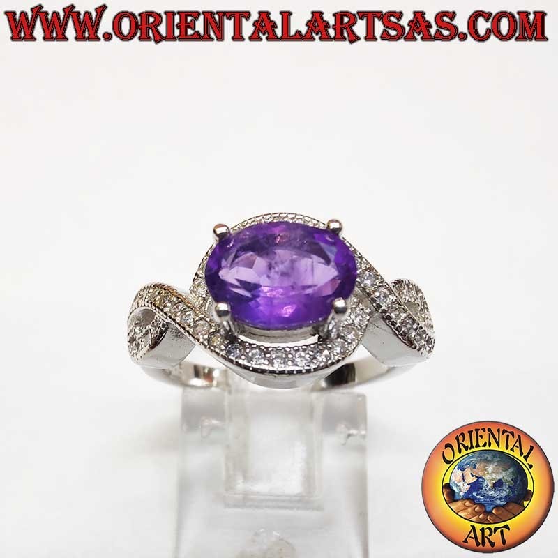 High Jewelry Rhodiniert Silberring Amethyst Unendlichkeitsknoten Zirkone