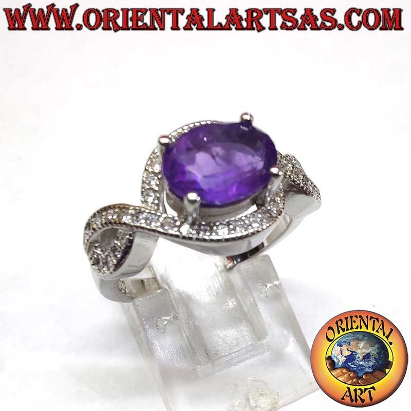 High Jewelry Rhodiniert Silberring Amethyst Unendlichkeitsknoten Zirkone