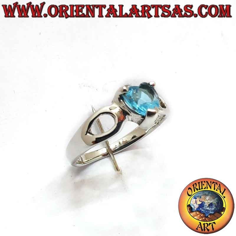 925 Silberring Blauer Topaz Herz Durchbrochene Tröpfchen | Oriental Art