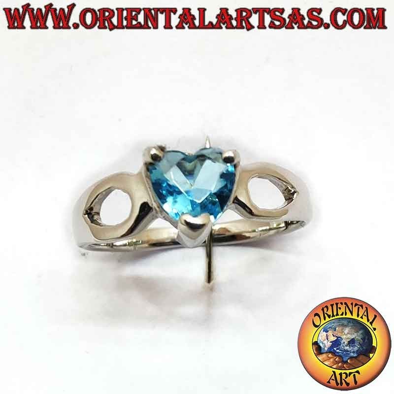 925 Silberring Blauer Topaz Herz Durchbrochene Tröpfchen | Oriental Art