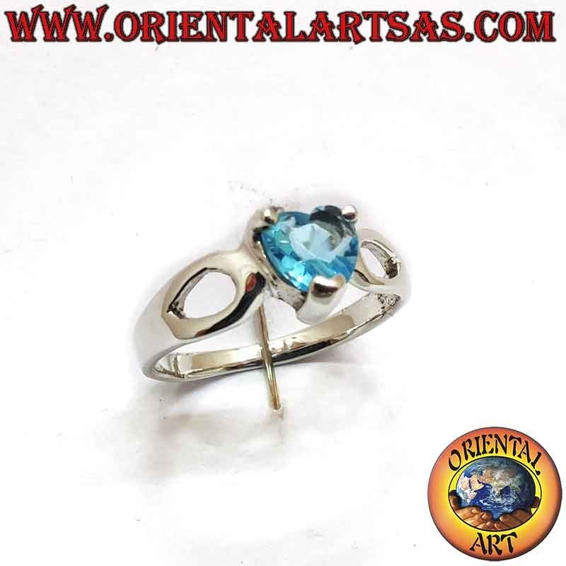 925 Silberring Blauer Topaz Herz Durchbrochene Tröpfchen | Oriental Art