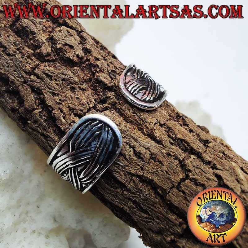 Anillo Plata 925 Trenza Cincelada Ajustable Pie Falange | Oriental Art.