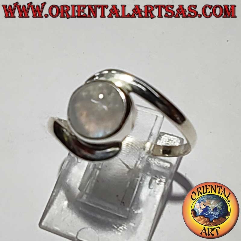 Anillo de plata 925 con piedra lunar arcoíris azul fluorescente