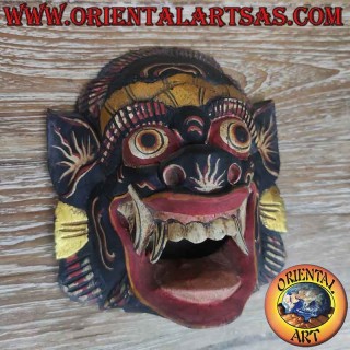 Masque Barong – Bois sculpté et peint à la main – Île de Bali – 20 cm – Cérémonies religieuses balinaises