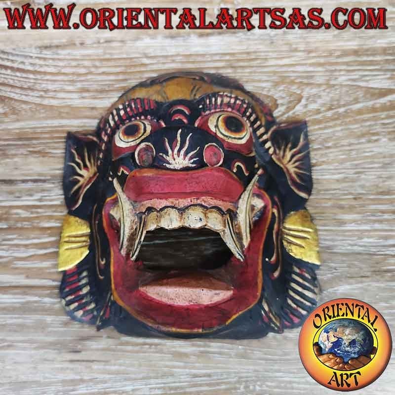 Máscara Barong Bali Tallada Pintada Mano Madera 20 cm |Oriental Art