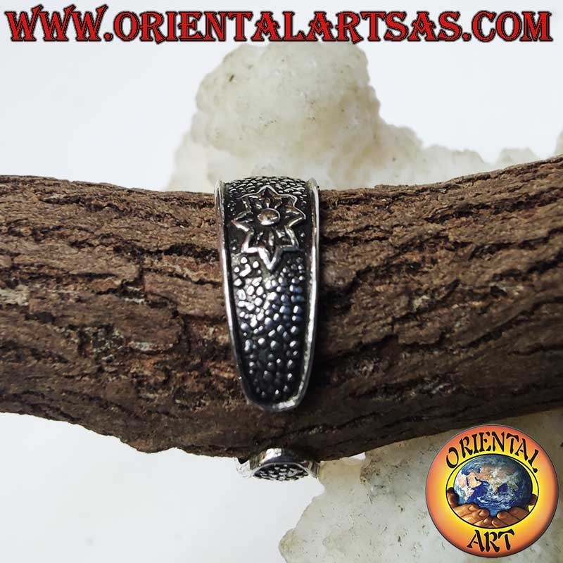 Bague Argent 925 Réglable Fleur Cisélée Doigt Orteil Phalange