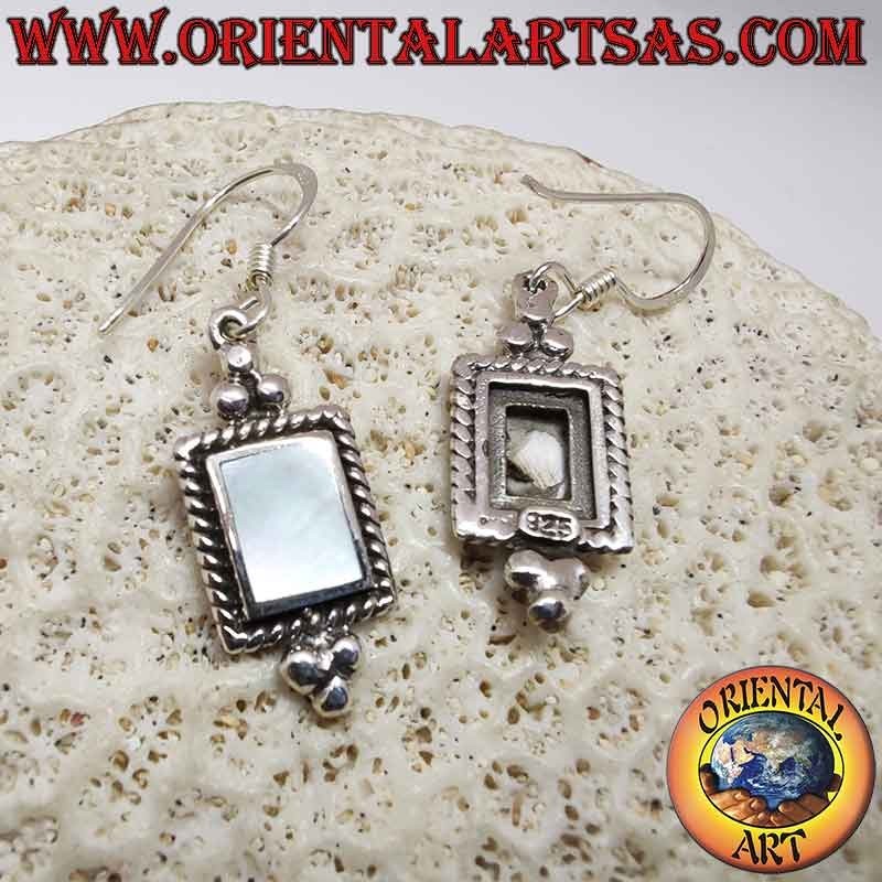 Boucles Oreilles Argent 925 Nacré Tresse Perles Pendantes