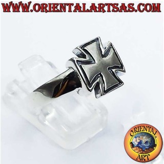 925 silver ring – Knights Templar cross – Carved border – Height 13 mm – Width 13 mm