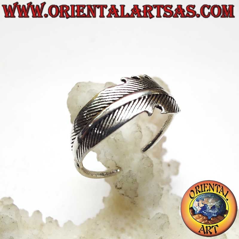 Bague Argent 925 Réglable Plume Cisélée Doigt Orteil Phalange