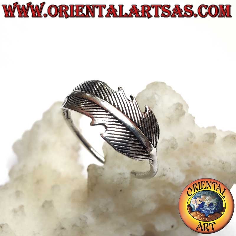 Adjustable 925 Silver Ring Chiseled Feather Finger Toe Midi