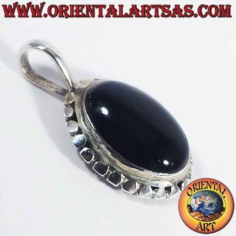 925 Silver Oval Onyx Pendant | Handmade Bali Ethnic Jewelry