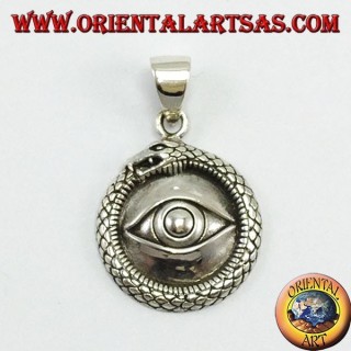 Silver pendant, Ouroboros with lighted eyes