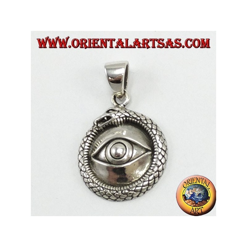 Silber Anhänger, Ouroboros mit beleuchteten Augen