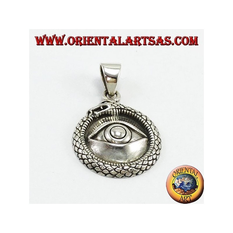 Ciondolo in argento, Ouroboros  con occhio degli illuminati