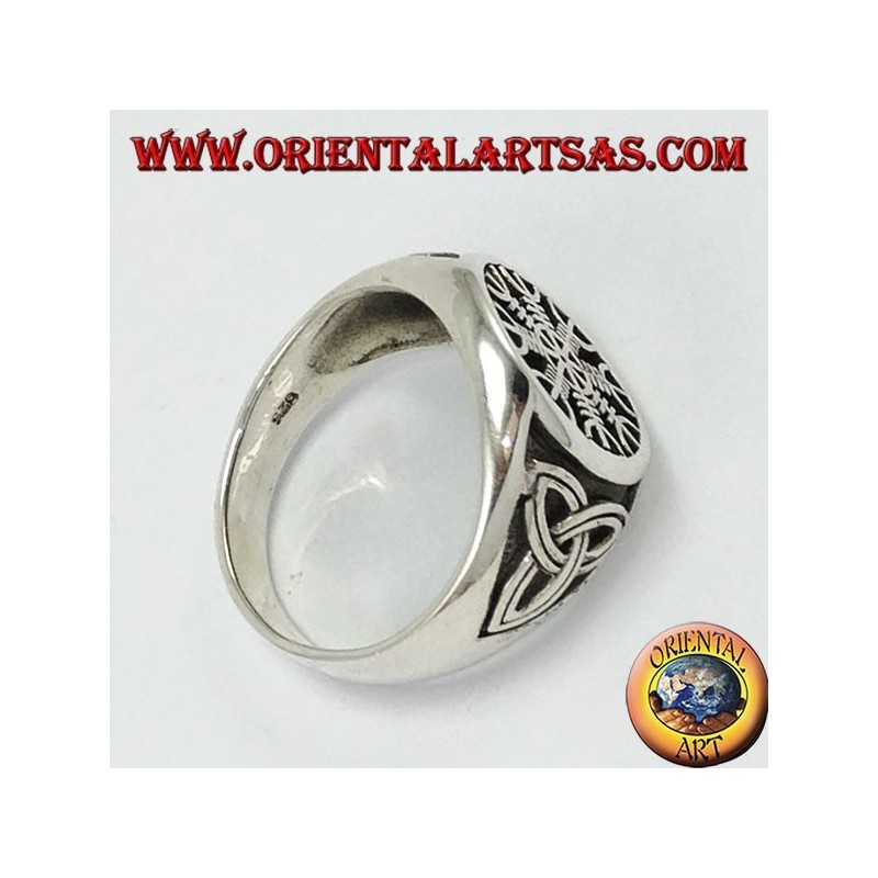 Anillo de plata, vegevir (compás celta) con nudo de tyrone