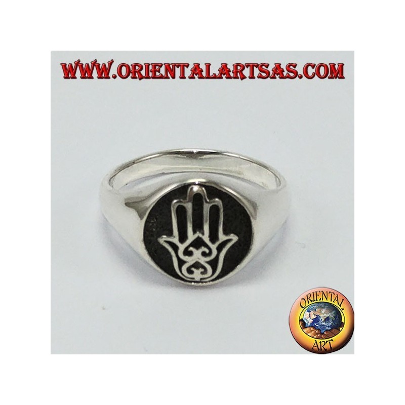 Silber Ring, Siegel Hand von Fatma Hamsa