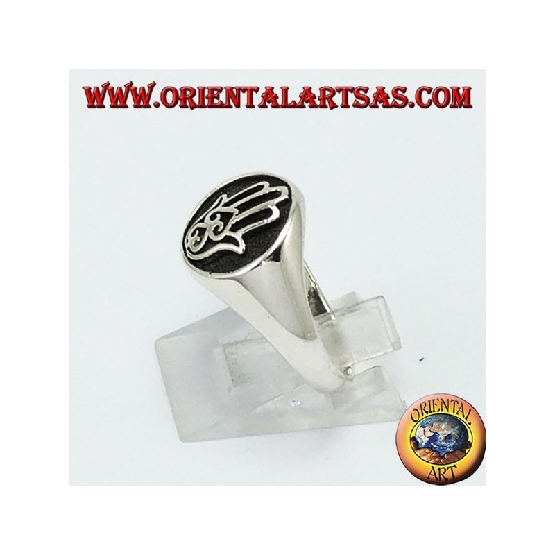 Silber Ring, Siegel Hand von Fatma Hamsa