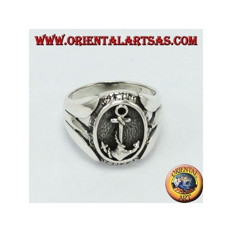 Anello d'argento con àncora 